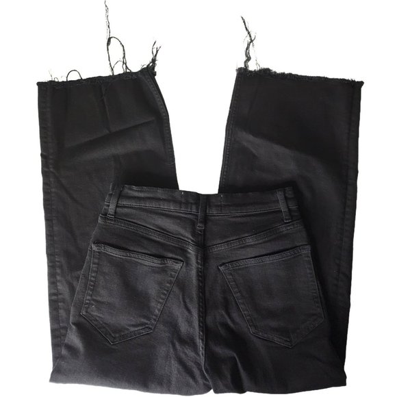 Reformation Womens Cut Off Raw Hem Black Distressed Hem Size 25 Stretch Flood - Picture 4 of 6